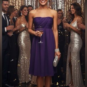 Alice + Olivia Dylan Purple Silk Strapless Dress